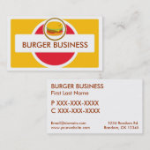 Retro helle Burger-Visitenkarten Visitenkarte (Vorne/Hinten)