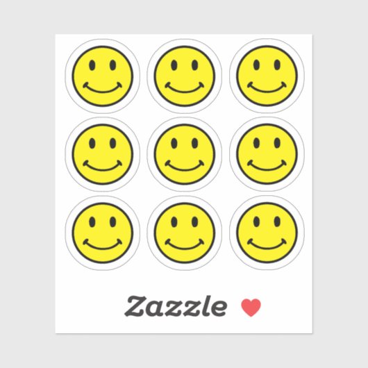 Retro Helles Gelbes Smiley-Gesicht Aufkleber (Blatt)