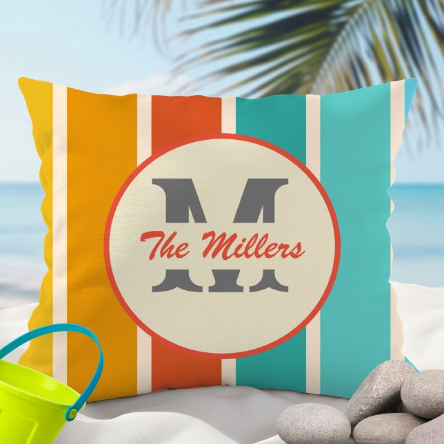 Retro Helles Sommer Monogramm  Kissen (Von Creator hochgeladen)
