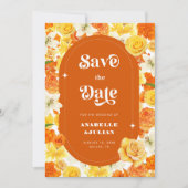 Retro Hellgelber Orangengarten Blumenzehen Save The Date (Vorderseite)