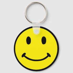 Retro Hellgeltes Smiley-Gesicht Schlüsselanhänger