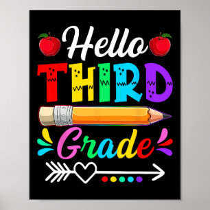 Retro Hello 3. Klasse Erster Schultag Jungen Poster