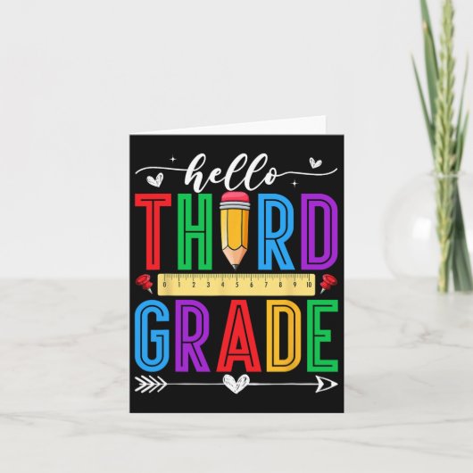 Retro Hello 3rd Grade First Day of School Boys Gir Karte (Vorderseite)