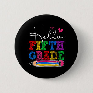 Retro Hello 5. Klasse Erster Schultag Jungen Button