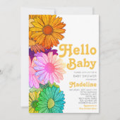 Retro Hello Baby Daisy Baby Shower Einladung (Vorderseite)