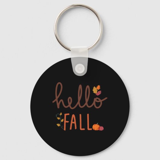 Retro Hello Fall Leopard Pumpkin Herbstsaison als Schlüsselanhänger (Vorderseite)