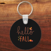 Retro Hello Fall Leopard Pumpkin Herbstsaison als Schlüsselanhänger (Vorderseite)