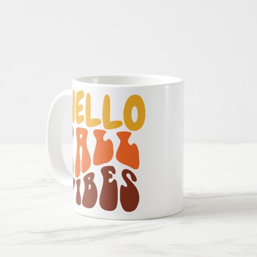 Retro Hello Fall Vibes Pumpkin Gewürz Gemütlicher Kaffeetasse (Vorderseite Links)