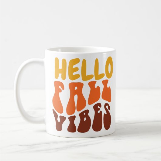 Retro Hello Fall Vibes Pumpkin Gewürz Gemütlicher  Kaffeetasse (Links)