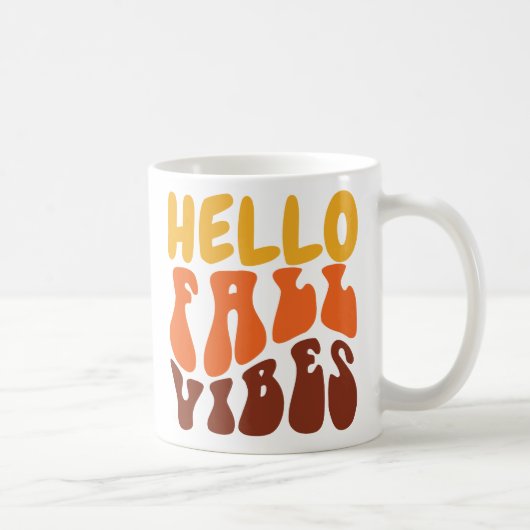 Retro Hello Fall Vibes Pumpkin Gewürz Gemütlicher Kaffeetasse (Rechts)