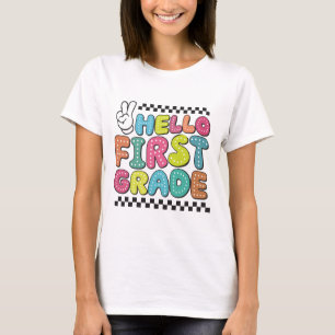 Retro Hello First Grade Lehrer T-Shirt