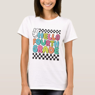 Retro Hello Fourth Grade Teacher T-Shirt