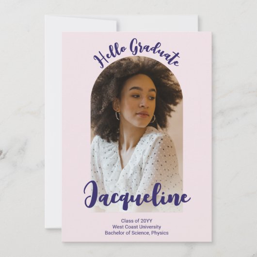 Retro Hello Graduate 2025 Lila Script Arch Foto Einladung (Vorderseite)