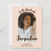 Retro Hello Graduate 2025 Peach Script Arch Foto Ankündigung (Vorderseite)