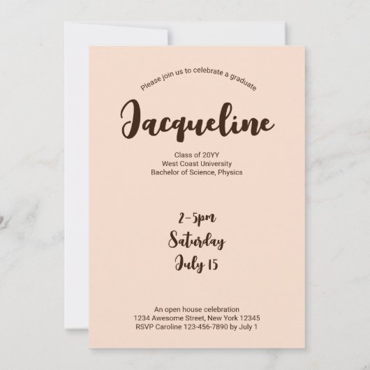 Retro Hello Graduate 2025 Peach Script Arch Foto Einladung (Rückseite)