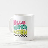 Retro Hello Kindergarten Lehrer Kaffeetasse (Vorderseite Links)