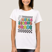 Retro Hello Second Grade Teacher T-Shirt (Vorderseite)