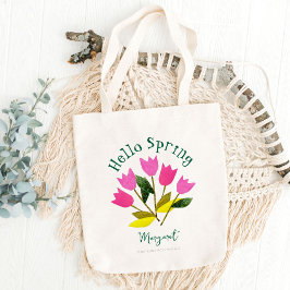 Retro Hello Spring Niedlicher Personalisierter Frü Tragetasche