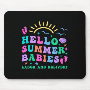 Retro Hello Summer Babies Arbeit und Lieferung Kra Mousepad