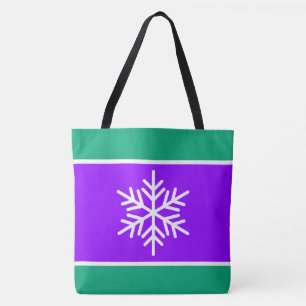 Retro Hellviolett Grün Blau Streifen Schneeflocken Tasche