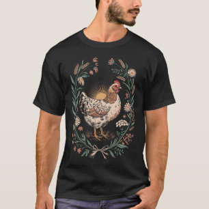 Retro-Henne im Blumenrahmen Land-Hühnerliebhaber A T-Shirt