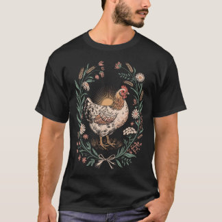 Retro-Henne im Blumenrahmen Land-Hühnerliebhaber A T-Shirt