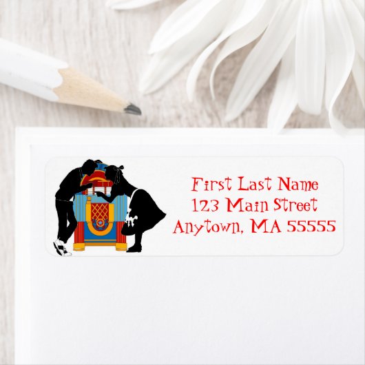 Retro Hep Cat Jukebox Adresslabels der 50er Jahre (Insitu)