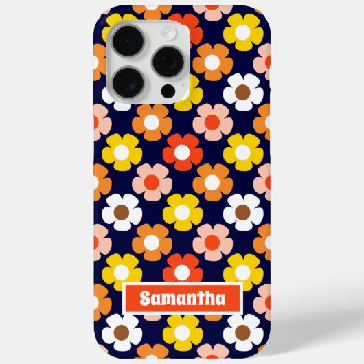 Retro Herbst Blume Muster Blau Case-Mate iPhone Hülle (Rückseite)