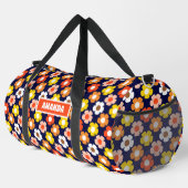 Retro Herbst Blume Muster Blau Duffle Bag (Rechte Ecke)