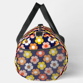 Retro Herbst Blume Muster Blau Duffle Bag (Rechts)
