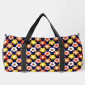 Retro Herbst Blume Muster Blau Duffle Bag (Rückseite)