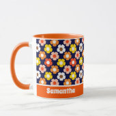 Retro Herbst Blume Muster Blau Tasse (Links)