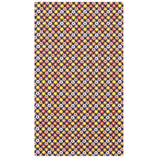 Retro Herbst Blume Muster Blau Tischdecke (Vorderseite)