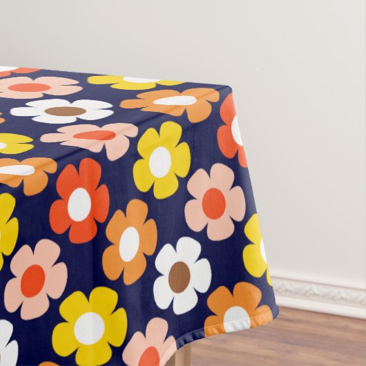 Retro Herbst Blume Muster Blau Tischdecke (Beispiel)