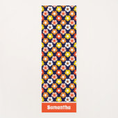 Retro Herbst Blume Muster Blau Yogamatte (Vorderseite)