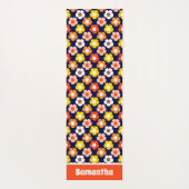 Retro Herbst Blume Muster Blau Yogamatte (Rückseite)