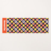 Retro Herbst Blume Muster Blau Yogamatte (Vorderseite (Horizontal))
