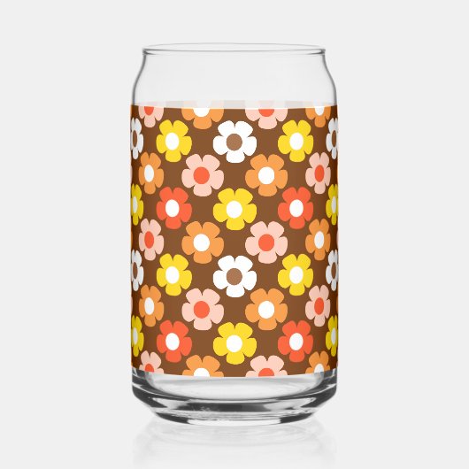 Retro Herbst Blume Muster braun Dosenglas (Rechts)