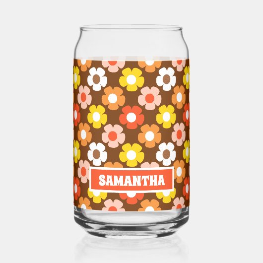 Retro Herbst Blume Muster braun Dosenglas (Links)