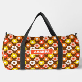 Retro Herbst Blume Muster braun Duffle Bag