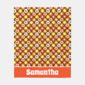 Retro Herbst Blume Muster braun Fleecedecke (Vorderseite)