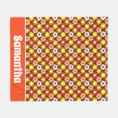Retro Herbst Blume Muster braun Fleecedecke (Vorderseite (Horizontal))
