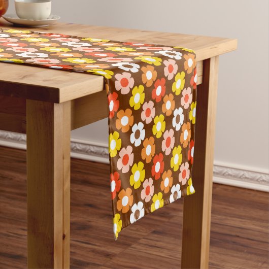 Retro Herbst Blume Muster braun Kurzer Tischläufer (Beispiel)