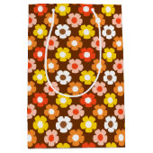 Retro Herbst Blume Muster braun Mittlere Geschenktüte (Vorderseite)