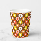 Retro Herbst Blume Muster braun Pappbecher (Rechts)