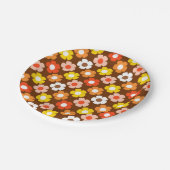 Retro Herbst Blume Muster braun Pappteller (Schrägansicht)
