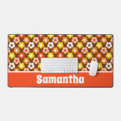 Retro Herbst Blume Muster braun Schreibtischunterlage (Tastatur & Maus)