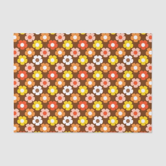 Retro Herbst Blume Muster braun Seidenpapier (Vorderseite)