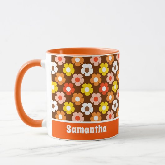 Retro Herbst Blume Muster braun Tasse (Links)