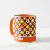 Retro Herbst Blume Muster braun Tasse (Vorderseite Links)